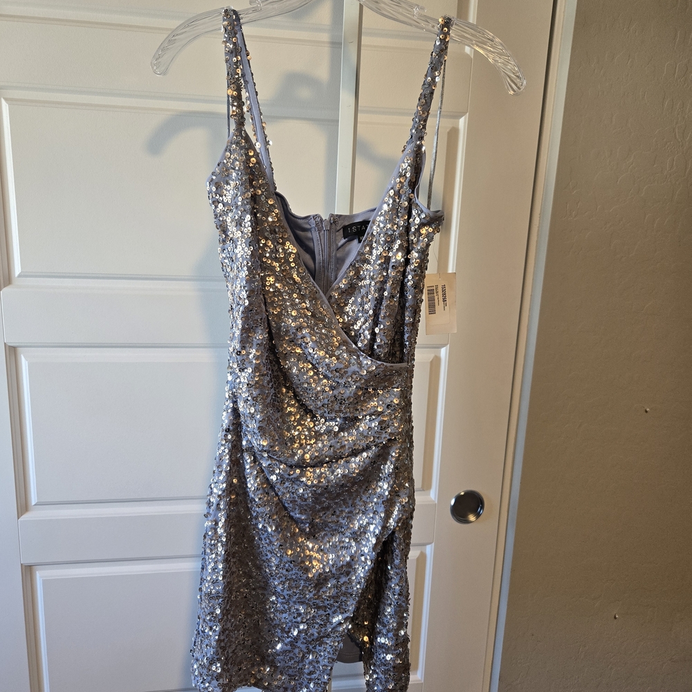 1. State Silver and Blue Sequin Dress